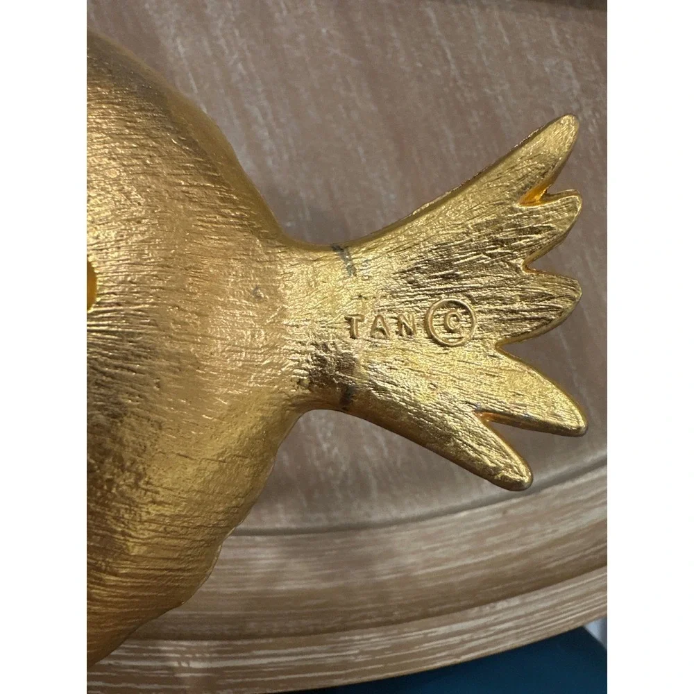 Rare Vintage Tano Signed Gold Pineapple Catchall Tray - Footed Vanity Dish